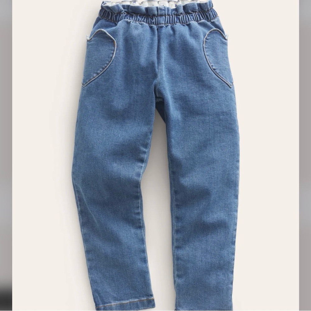 Mini Boden pull on jean pants heart pocket- 7 Y
